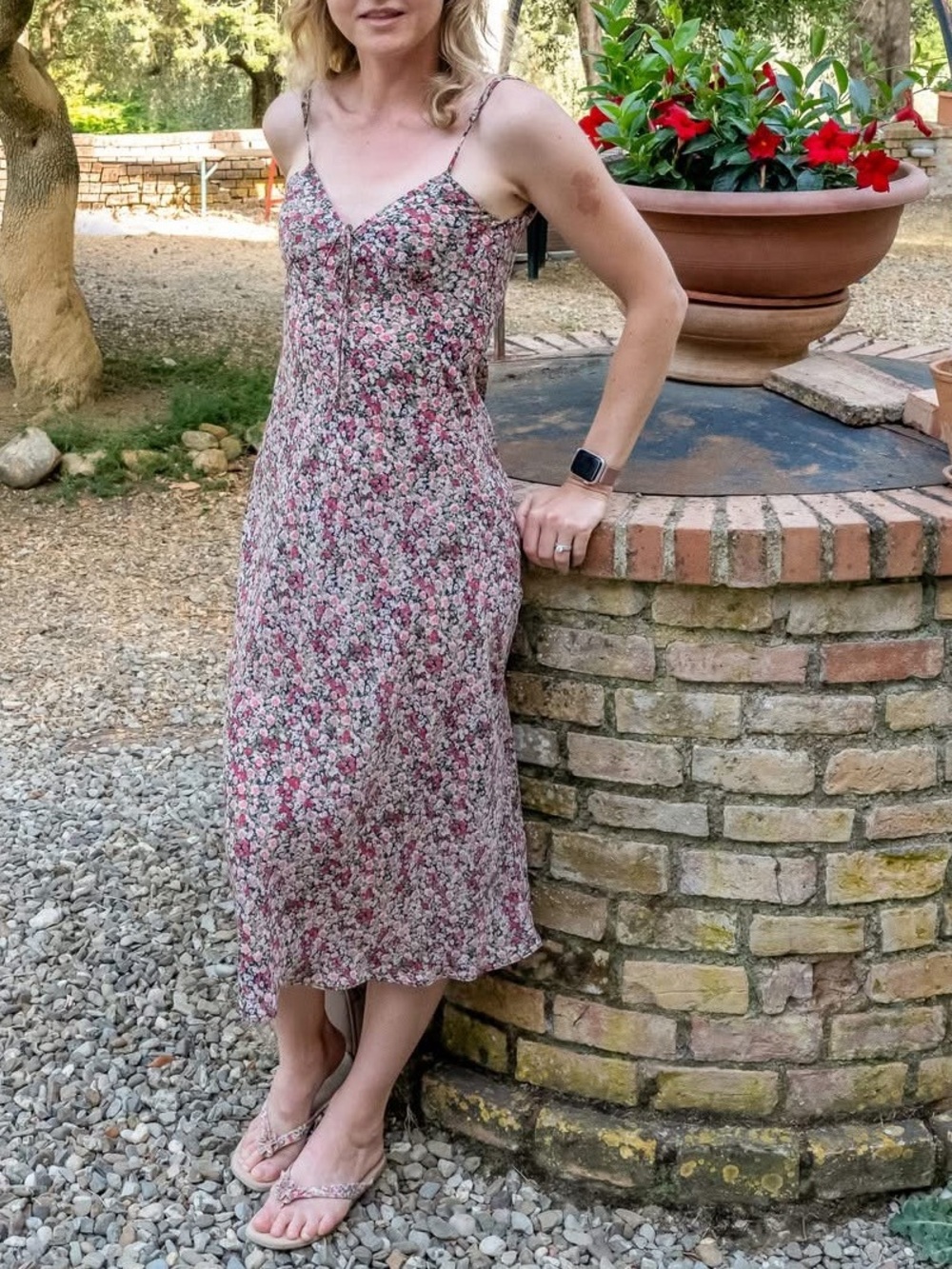 Endless Summer Floral Rose Print Midi Dress